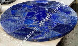 12&quot; Random Marble Cafe Kitchen Table Top Lapis Lazuli Inlay Outdoor Decor H4752 - £271.07 GBP