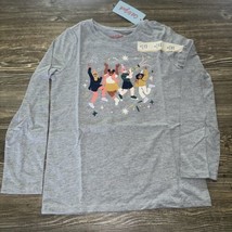 Cat &amp; Jack Girl’s Celebrate Long Sleeve Graphic T-Shirt Gray Size Small.... - £4.69 GBP