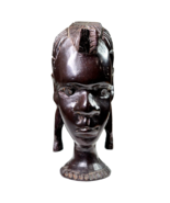 Vintage Hand Carved Ebony Wood Ironwood Tribal Sculpture Head Bust 6.75”... - $665.24 MXN
