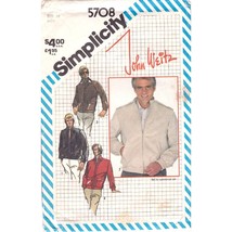 Vintage Sewing PATTERN Simplicity 5708, Mens 1982 John Weitz Jackets, Si... - £18.13 GBP