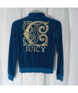 JUICY COUTURE Vintage Teal Velour Track Jacket Y2K GOLD BLING Logo Zippe... - $1,778.47 MXN