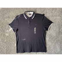 Mens Michael Kors Greenwich Heathered Casual Fit Polo Shirt Navy Blue Size Large - £57.63 GBP