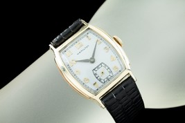 Hamilton Gold-Filled Hand-Winding Tonneau Watch w/ Black Leather Band - £560.95 GBP