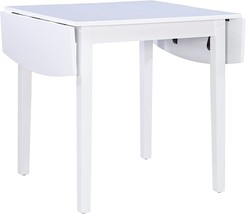 Torino Drop Leaf Table In Linon White, 30&quot; Sq\. And 30&quot; X 48&quot; Fully Extended. - £156.64 GBP