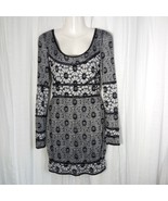 FREE PEOPLE Bodycon Dress Cutout Black Gray Lace Stretch Lined Long Slee... - $92.63