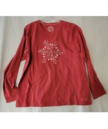 Life Is Good Long Sleeve T Shirt Women XL Tall Red Gratitude Peace Frien... - £20.50 GBP