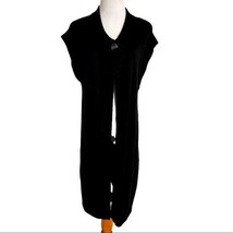 Chicos Black Long Sweater Duster Sz Medium 12-14 - £26.36 GBP