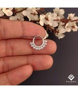 Septum Nose Ring in 14K Gold with Natural Diamond, Daith Piercing for Wo... - $205.00