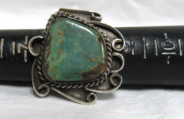 Vintage Sterling Silver Turquoise Sz 8 Ring 7.1g Fred Harvey Era Damage Old Pawn - £61.10 GBP