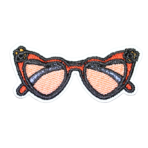 Pink Red Heart Sunglasses Cartoon Clothing Iron On Patch Decal Embroidery - £5.53 GBP