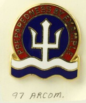 US MILITARY ARMY DUI Insignia Pin PREPAREDNESS BY EXAMPLE 97th TRAINING ... - $143.91 MXN
