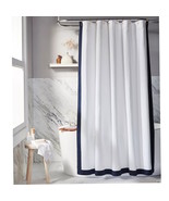 Everhome Emory Hotel Border Shower Curtain, 100% Cotton, Maritime Blue (... - £25.83 GBP