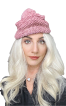 VTG Retro Knit Hat Dusty Rose Pink Metallic Hand-Knit 1940S Womens Guern... - $33.86