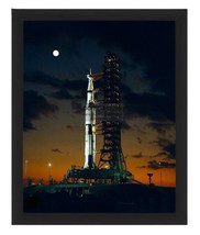Apollo 17 Saturn V At Launch Pad 39A Under Full Moon 8X10 Nasa Framed Photo - £15.61 GBP