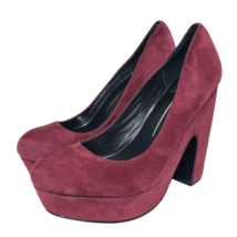 Dolce Vita Womens Red Faux Suede Closed Round Toe Block Heels Pumps Size... - $19.50