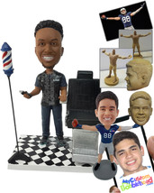 Personalized Bobblehead Barber With His Chair And A Hair Clipper - Careers &amp; Pro - £139.08 GBP