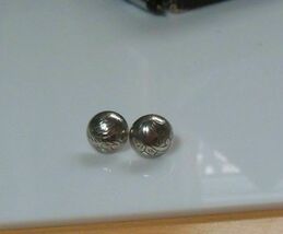 Vintage 925 Silver Carved Design Half Ball Pierced Earrings - $26.72