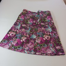 Lane Bryant Back Zipper Womens Cotton Blend Multicolor Floral Circle Skirt Sz 28 image 11