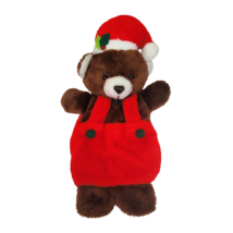 20&quot; Vintage House Of Lloyd Brown Teddy Bear Red Christmas Stocking Stuffed Plush - £51.56 GBP