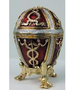 Russian Faberge Red Replica with Royal Decor in golden trims E06-26-05 - $1,899.71 MXN
