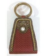 Vintage Evening Handbag SILK BEADED Cocktail Party PURSE Bangle Handles ... - $42.57 CAD