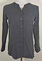 Croft and Barrow Womens Top Size PS Button Down Polka Dot Multicolor V Neck - £7.86 GBP