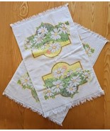 Vintage 70s B&amp;D Kitchen Towel Set 100% Cotton Terry Cloth Daises Farm Horse - $16.80