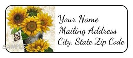 30 Personalized Sunflower address labels,butterflies,stickers,flowers - £9.47 GBP