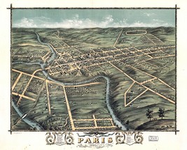 11905.Decor Poster.Room wall.Home art design.1870 Paris Kentucky aerial view map - £13.41 GBP+