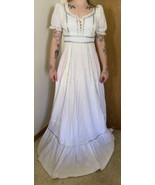 Vintage 1970s Prairie Maxi White Cotton Eyelet Corset long Dress Sz  Jun... - £114.36 GBP