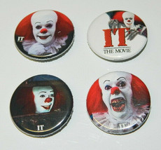 Stephen King&#39;s It The Movie 1990 Pennywise Round Button Set of 4 NEW UNUSED - £3.98 GBP