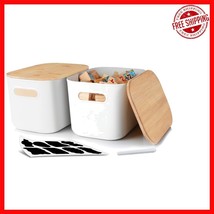 Chic Stackable Storage Boxes with Bamboo Lids - Perfect for Home Organiz... - $815.32 MXN
