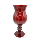 Vintage Ruby Red Glass Empoli Style Footed Pedestal Vase 11.75&quot; - £18.59 GBP