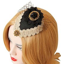 Retro Lace Headwear with Mesh Cosplay Hair Clip Small Top Hat - $26.39