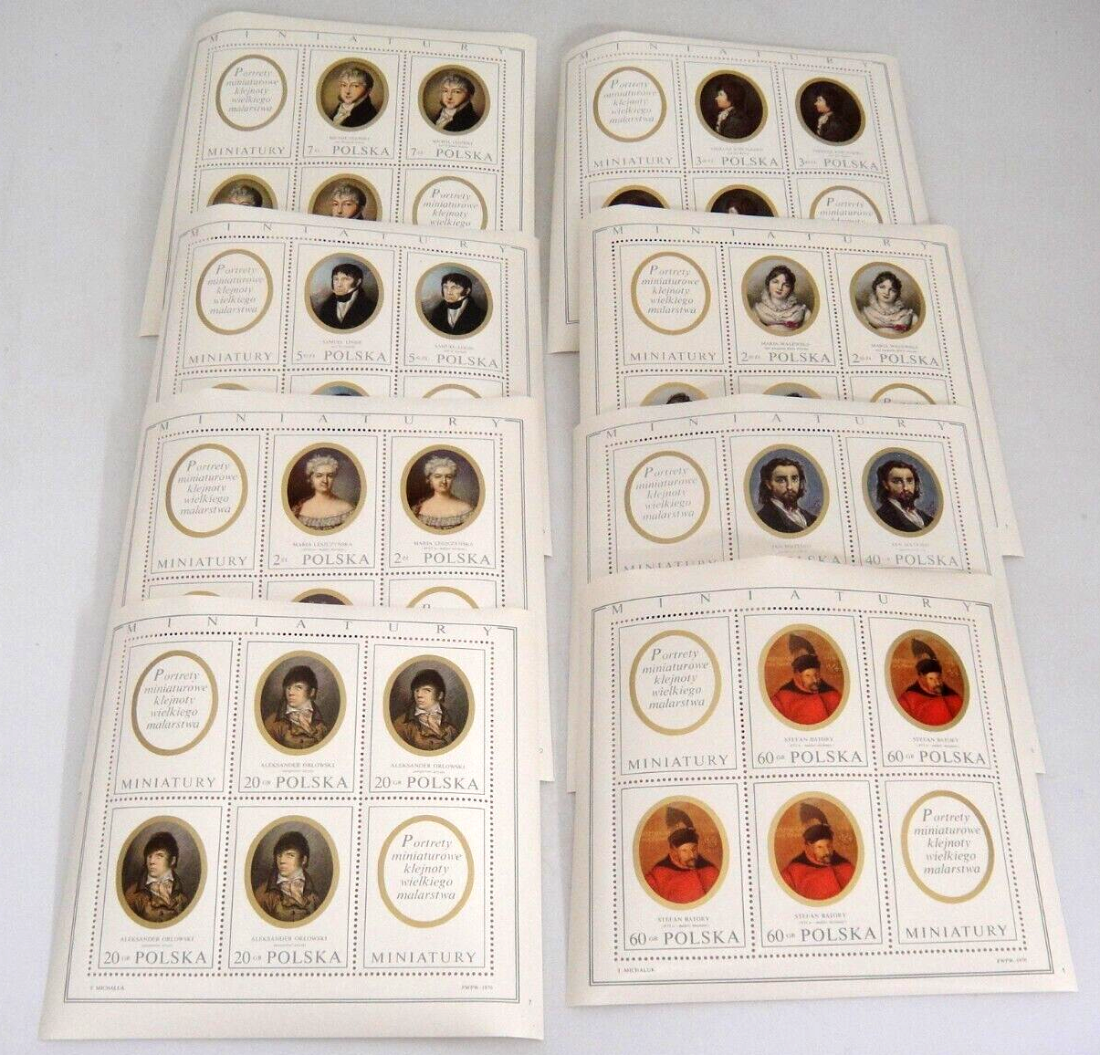 Primary image for Poland Stamps 1970 Art Portraits #1748-55 8 Sheets Complete Miniatures