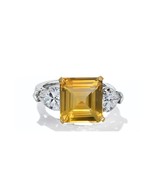 634 Custom Square Yellow Sapphire Center &amp; Pear Diamond Accent Engagemen... - $4,550.00