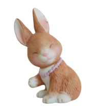 Avon Bunny Rabbit Figurine Mothers Love Ceramic 1990 Mother Wearing Pink Pearls - £9.59 GBP