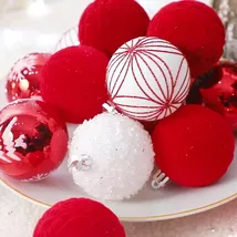 Christmas Ball Ornaments, 25PCS 2.36In Velvet Flocked Decorations - $39.06