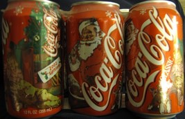 coca cola holiday Christmas 2002 6 pack cans MINT with plastic rings full - £31.26 GBP