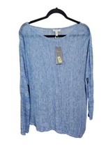 Eileen Fisher XL Blue Airy Line Melange Links Asymmetrical Hem Sweater  - £55.44 GBP