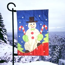 Vintage Winter Snowman Yard Flag Frosty Christmas Banner 39x27 Blue Cand... - $177.82 MXN