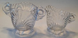 Vintage Cambridge Caprice Clear Glass Sugar Bowl &amp; Creamer Footed - £15.57 GBP