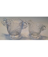 Vintage Cambridge Caprice Clear Glass Sugar Bowl &amp; Creamer Footed - £15.80 GBP