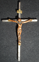 Vtg Crucifix JAPAN Pendant Christianity Catholic Cross Two Toned Copper 2 1/2 in - £14.61 GBP
