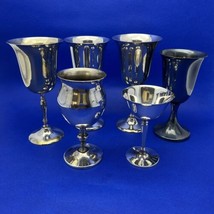 Six Silver Plate Stemmed Wine Cups Goblets Leonard Cresent Sheridan Wall... - $28.68