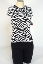 Tommy Hilfiger Black &amp; White Zebra Pattern Cap Sleeve Shirt Junior Women... - £32.04 GBP