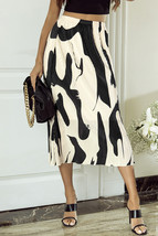 Black Colorblock Geometric Print Pleated Midi Skirt - $260.77 MXN