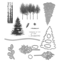 Christmas Tree Stamps And Dies For Card Making, Winter Pine Trees Words Cutting  - £15.73 GBP