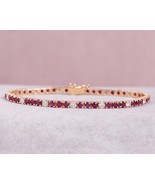 18K Lab Ruby Topaz Tennis Bracelet Silver Gold Anniversary Wedding Women... - $313.20 CAD+