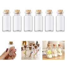 6 Pc Mini Glass Jars Cork Lids Storage Containers Crafts Wedding Favors ... - £11.78 GBP